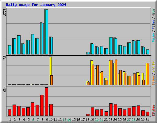 Daily usage for January 2024