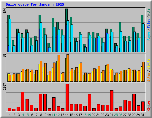 Daily usage for January 2025